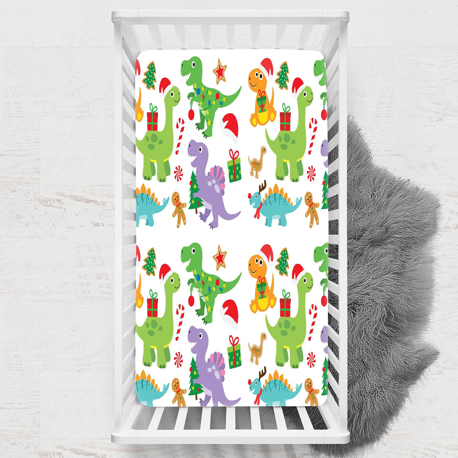 Odot Cot Bed Sheets, Dinosaur Print Bedside Cribs Fitted Sheets, Baby Bed Sheets Microfiber Cot Bed Mattress Protector, Bassinet Sheets, Easy Care Soft and Dureable (Style 4,60x120 cm)