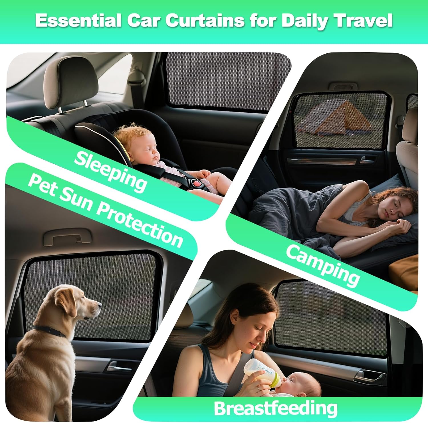 2017-2022 CRV Window Shades -Car Window Shade for Baby and Driver, Breathable Mesh Car Privacy Curtains for Side Windows, UV Protection and Heat Insulation for Road Trips, Napping