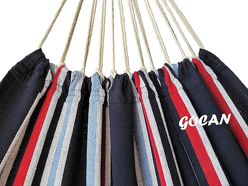 Miniatura 5 de GOCAN - Hamaca doble brasileña para 2 personas, extragrande, 86.6 x 63 pulgadas, longitud total de 129.9 pulgadas, capacidad de carga 500 lb, lona