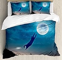 Vista 37 de Ambesonne Juego de funda de edredón de baloncesto, silueta de jugador de baloncesto, promoción de campeonato de competencia de atleta, juego de ropa