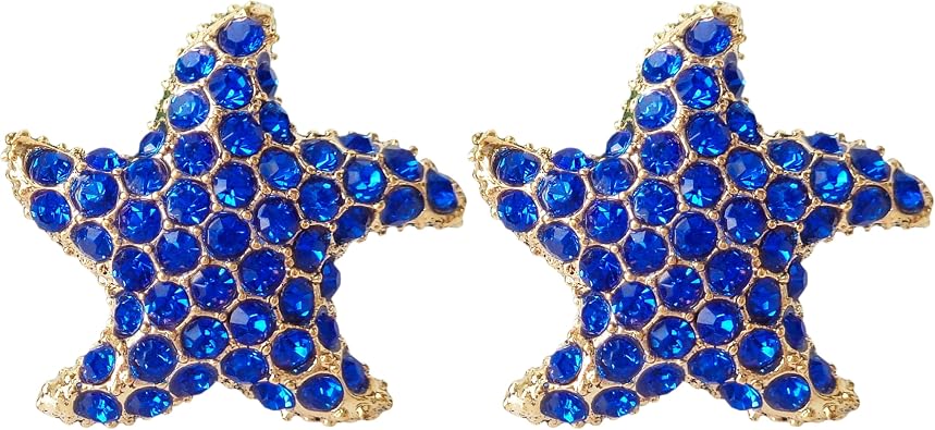 Navachi 18k مطلية بالذهب Starfish Star Fish Crystal أقراط مرصعة