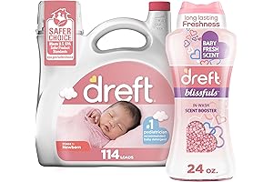 Dreft Stage 1: Newborn Baby Liquid Laundry Detergent with Scent Booster Beads
