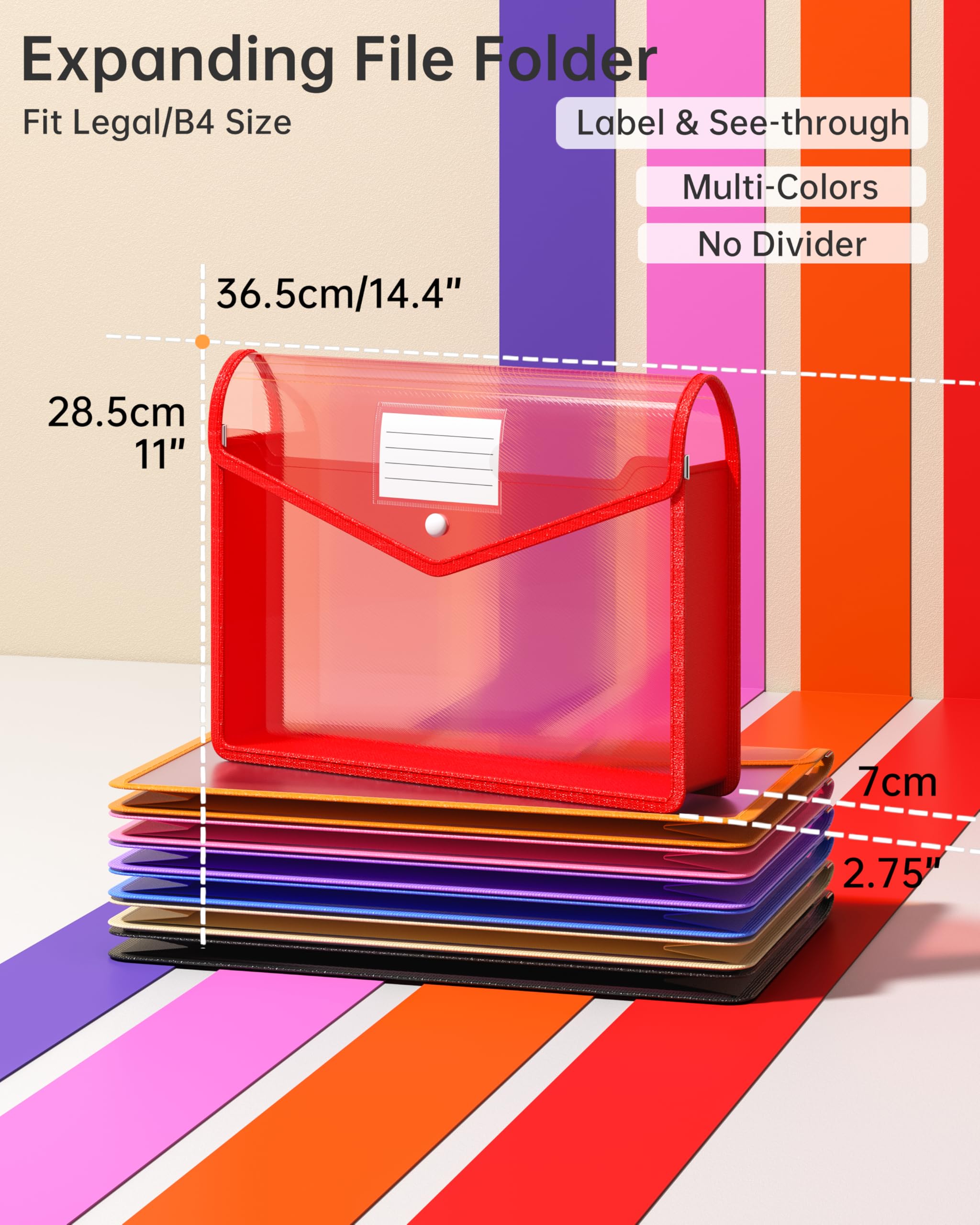7-pak plastikowych teczek na dokumenty B4, wodoodporny, przezroczysty, rozszerzalny, przenośny, duża pojemność, portfel na dokumenty B4, do biura, biznesu, szkoły, 7 szt