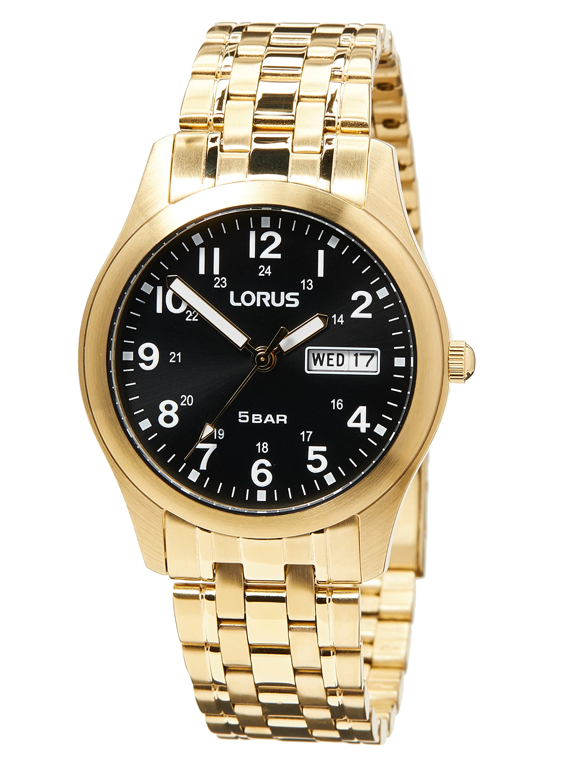 Lorus Mens Watch Gold Tone Bracelet RXN76DX9  day/date RRP £69.99
