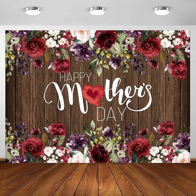 Pink Floral Wood Wall Custom Mothers Day Backdrop main image 1