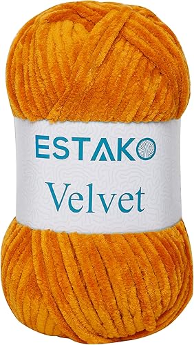 Miniatura 59 de Estako Velvet (Paquete de 3 madejas) Hilo de Chenilla para Amigurumi para Crochet y Tejido Súper Grueso 3x100 gr (3x120 m) (1110 - Blanco)