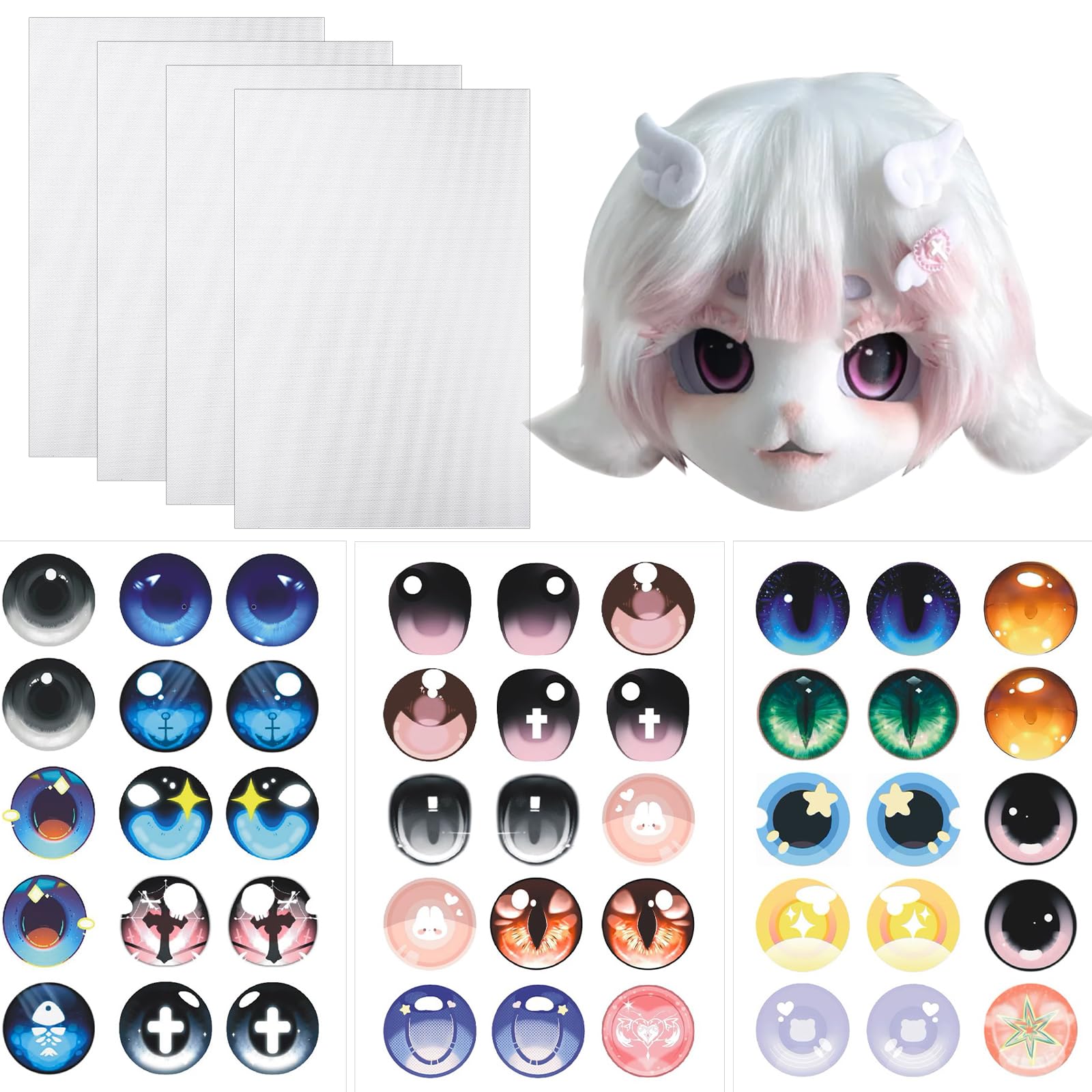 Fursuit Eye Mesh, 4 Pack with Stickers