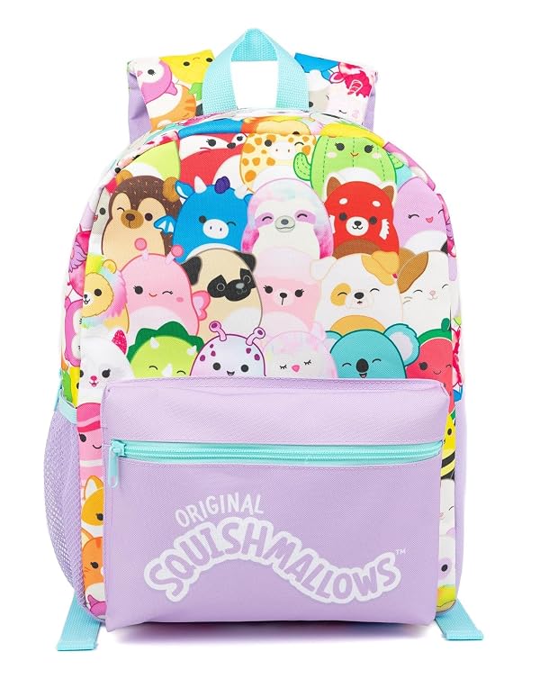 Squishmallows Girls 4 Piece Backpack Set | Kids Purple Rucksack Bundle with School Bag, Pencil Case, Lunch Bag & Water Bottle by Squishmallows - Used condition - Image 2