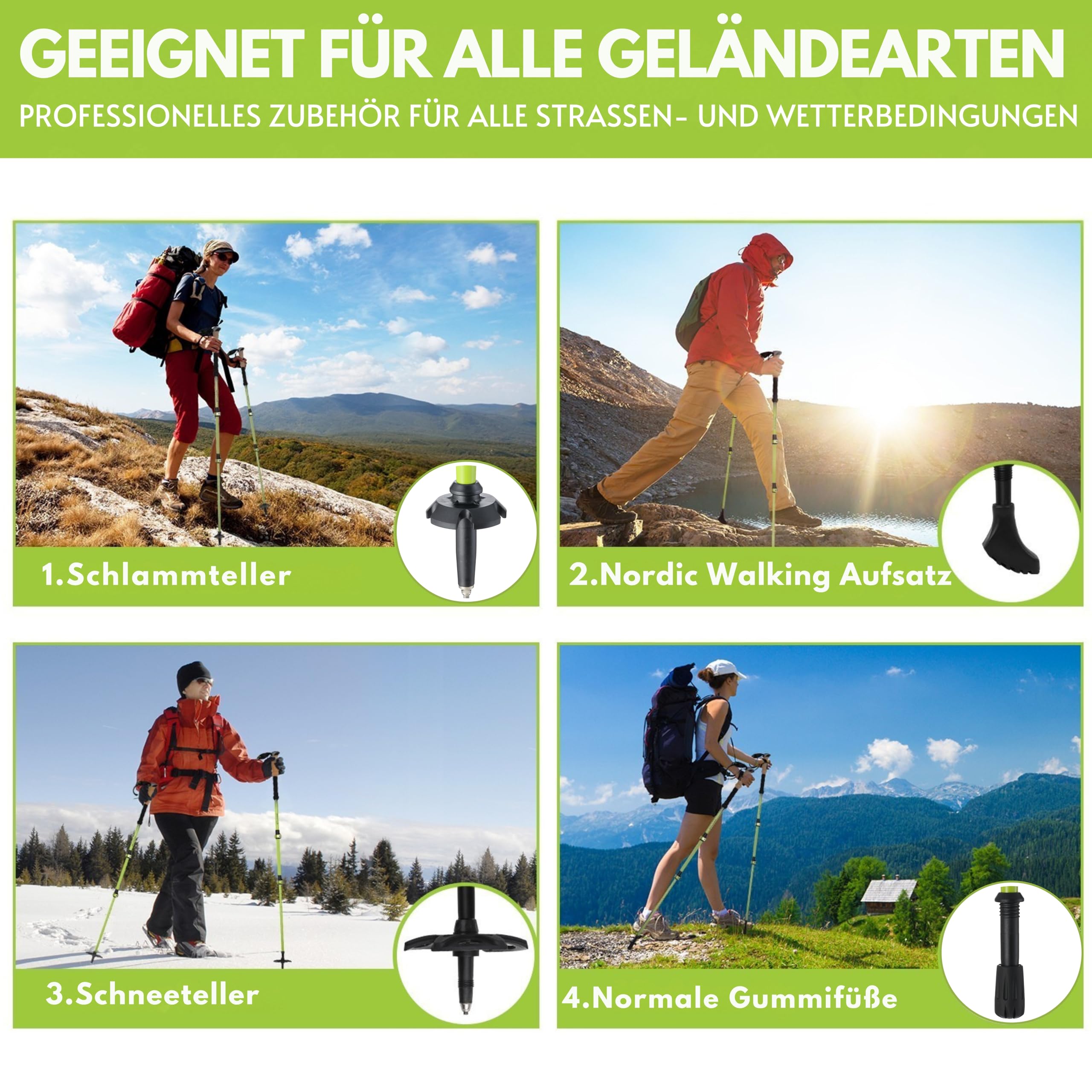 Wanderstöcke Teleskop Carbon & Alu mit Korkgriff für Damen & Herren | Leicht und VerstellbarNordic Walking & Trekkingstöcke für Wandern, Bergsport, Skitouren, mit Gummipuffern & Tasche.
