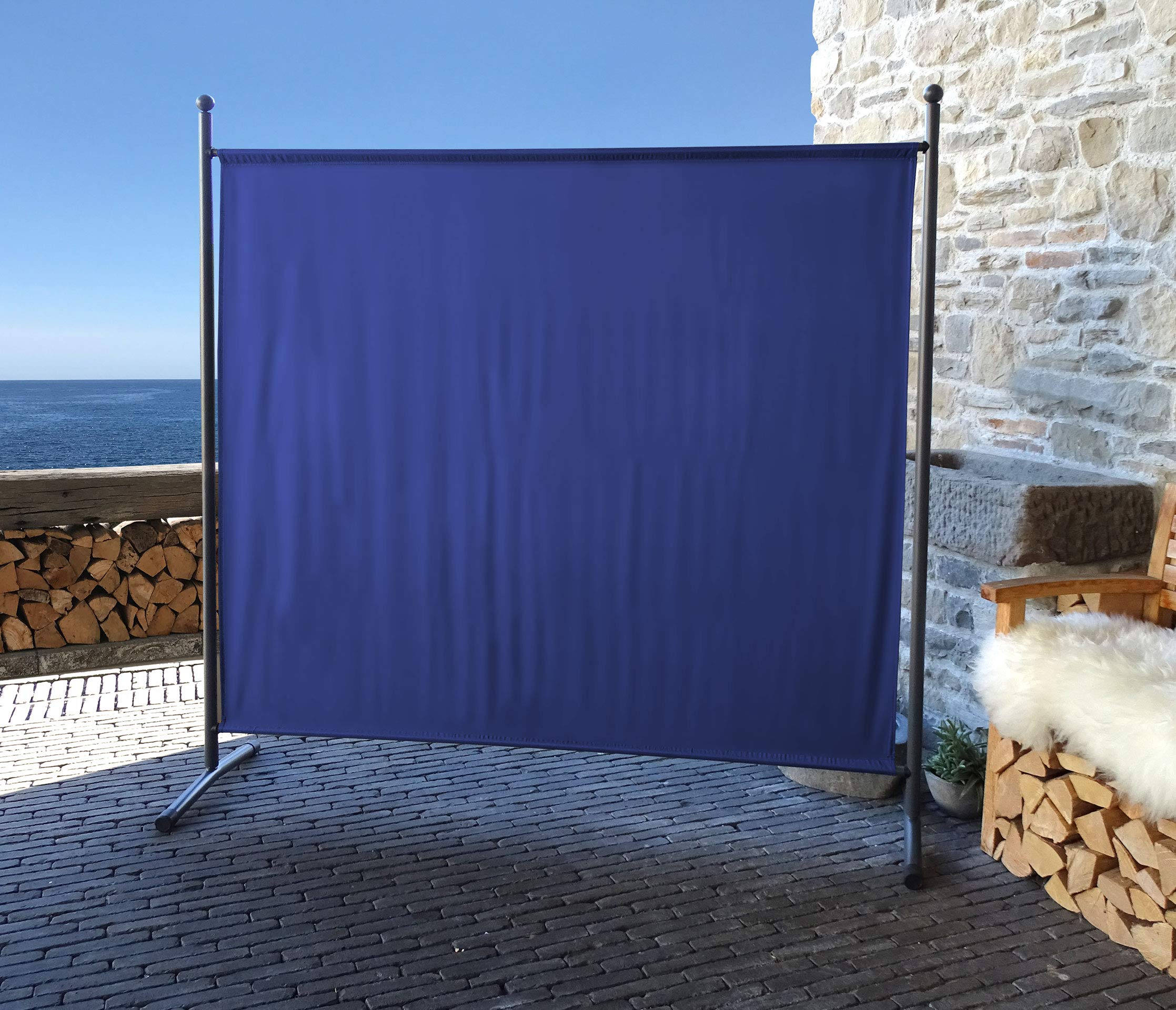 Quick Star 2 pièces Paravent 180 x 178 cm Séparateur de Tissu Jardin Balcon Écran de confidentialité partition Bleu