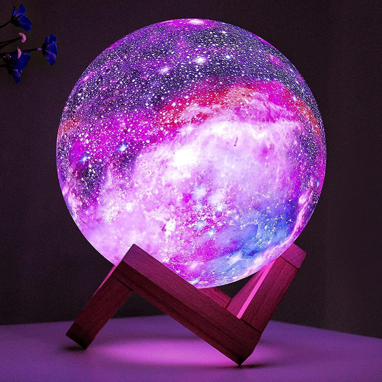 illumilyMoon Lamp - 16 Colors LED 3D Moon Light | 16 Colors Galaxy Lamp | 5.91 inch 3D Printing LED Moon Light | Stand, Remote & Touch Control | USB Rechargeable | Birthday Christmas Gift for Kids