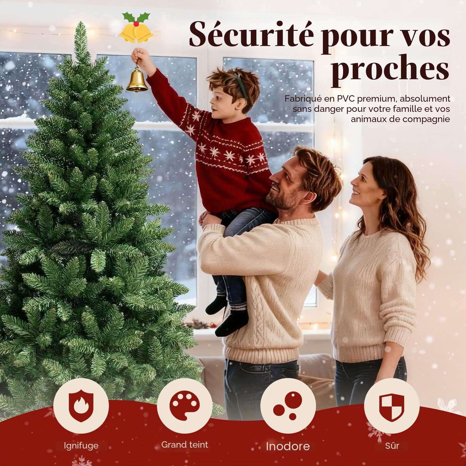 YOUDENOVA Arbre de Noël artificiel 150 cm | Sapin de Noël artificiel premium - Naturellement fidèle | incl. Support métallique pliable
