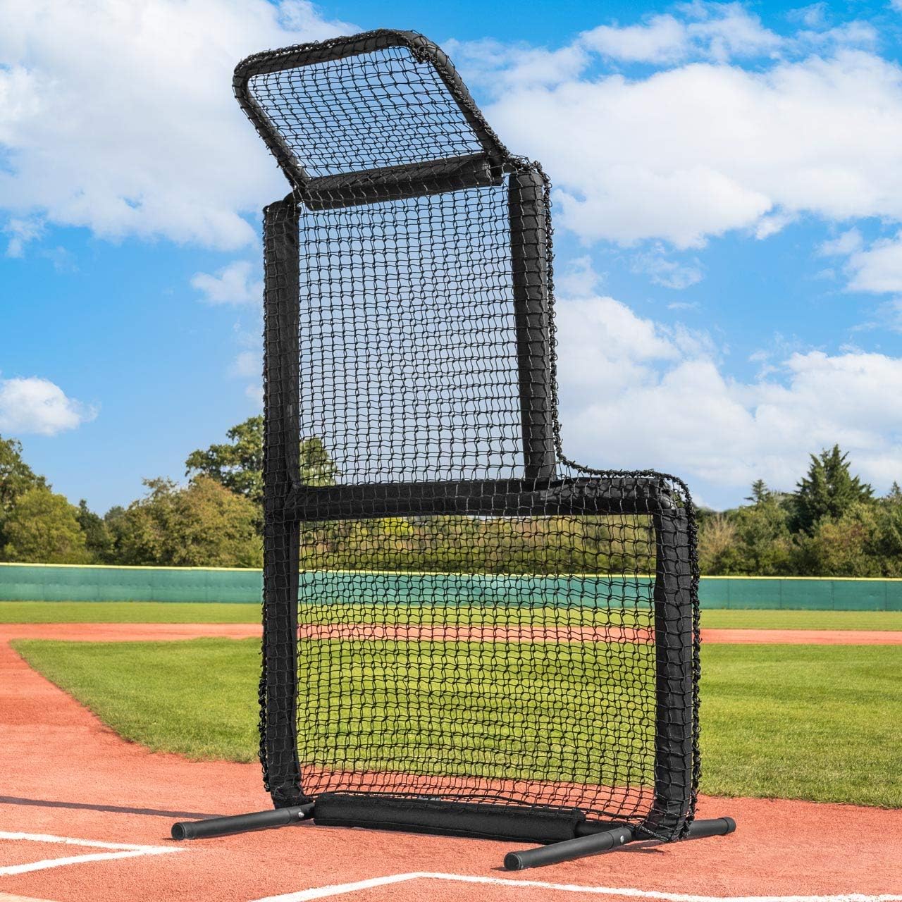 FORTRESS Short Toss Pitching Screen – Nimitz Edition L-Screen with Roof, Heavy-Duty Reversible Baseball Training Screen for Pitchers, Coaches & Batting Practice with Optional Wheels