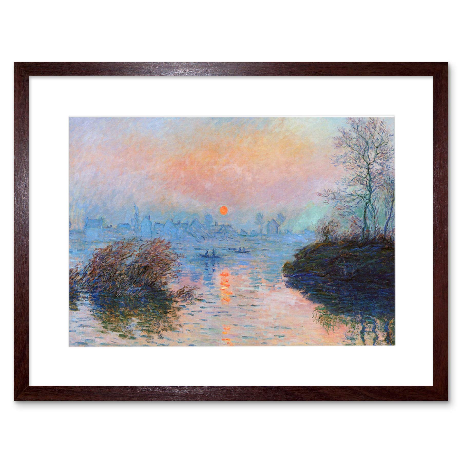 Wee Blue Coo Monet Sunset Seine Lavacourt Winter Artwork Framed Wall Art Print 12X16 Inch