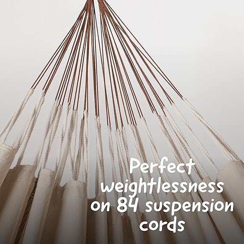 Miniatura 7 de LA SIESTA Modesta Hamaca de algodón orgánico, interiorexterior, dormitorio a patio trasero, 2 personas, máximo 355 libras, turrón