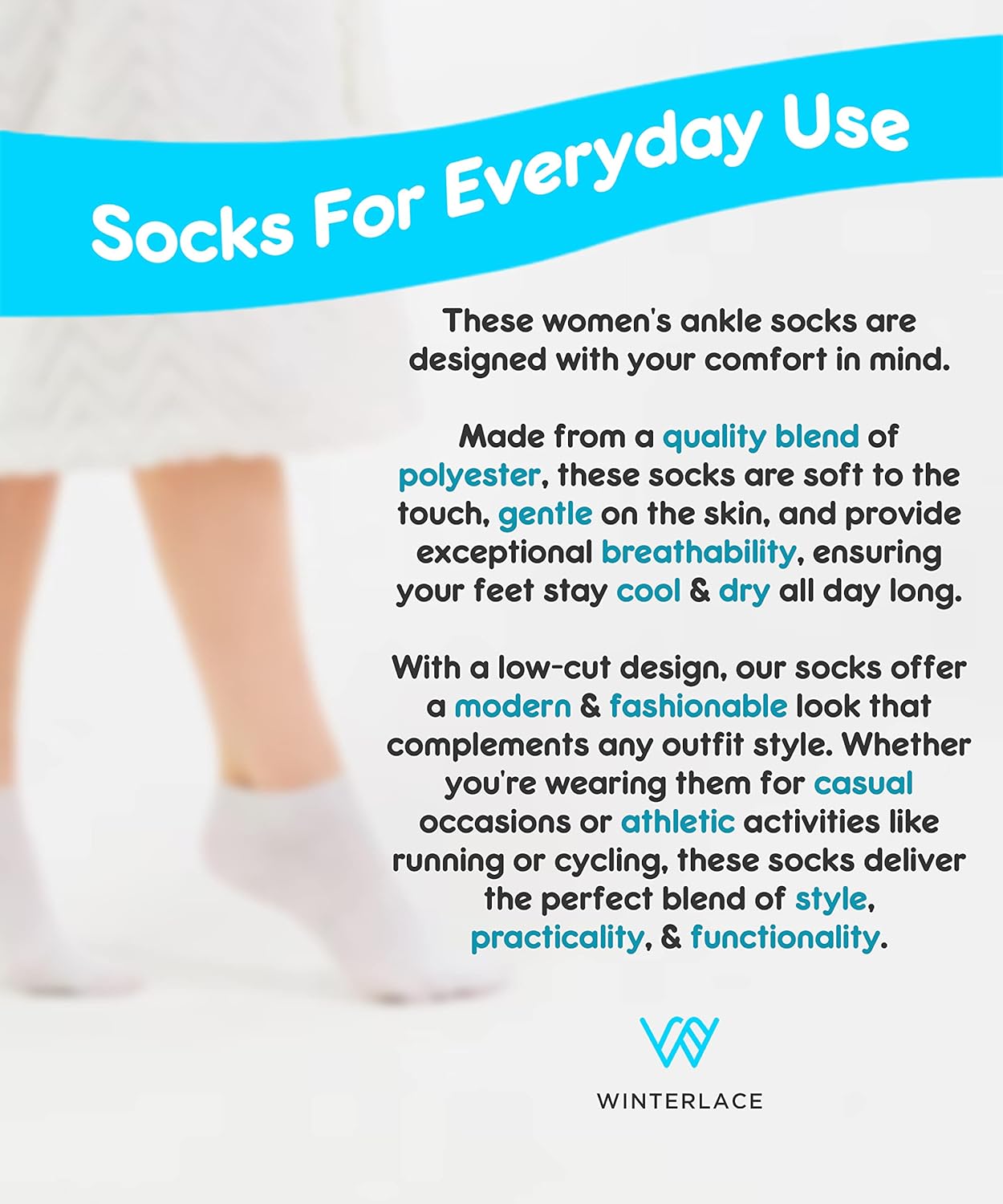 Winterlace 48 Pairs Womens Low Cut Ankle Socks, Comfortable Lightweight Breathable Athletic Bulk Pack Wholesale - Image 2