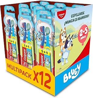 12 pares de cepillos Colgate Bluey para niños