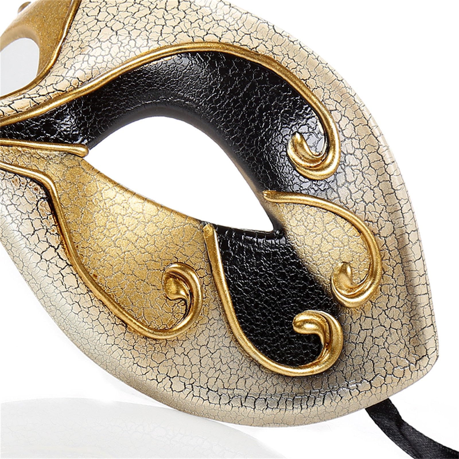 JewelryWe Men's Venetian Masquerade Mask: Cracked Half Face Costume Masks with Elastic Band for Halloween Party Cosplay - Image 4