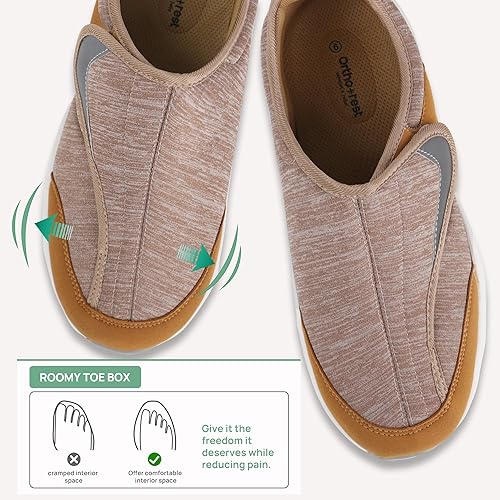 Miniatura 4 de Ortho+rest Zapatos para diabéticos para hombre, pies hinchados, para caminar, para caminar, con soporte para el arco, zapatillas ortopédicas