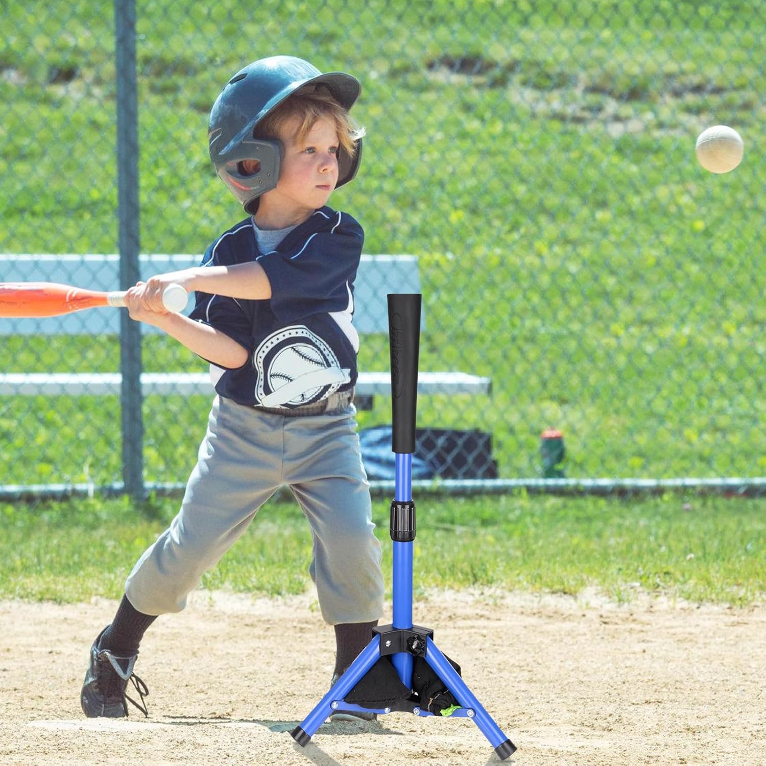 Hikeen Baseball Tee for Kids | Height Adjustable Batting Tee (20.8” to 32.5”) | Portable, Stable Baseball Tees for Hitting with Carry Bag | Perfect Softball & Baseball Training Tee for Children