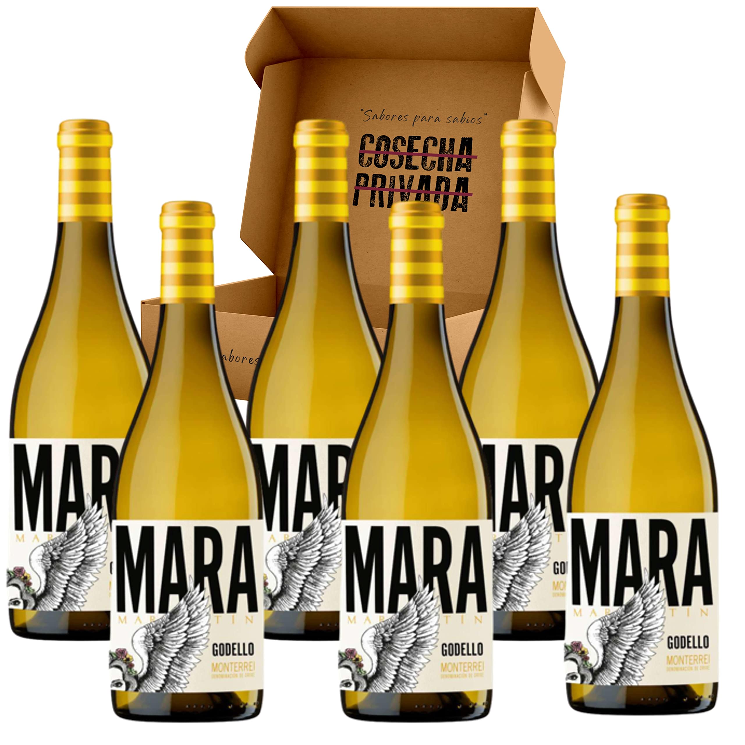 Mara Martin Vino Blanco Godello - Martin Codax - Envio 24 h - Regalo Vino - Seleccionado por Cosecha Privada (6 x Botellas 75 cl, Mara Godello)