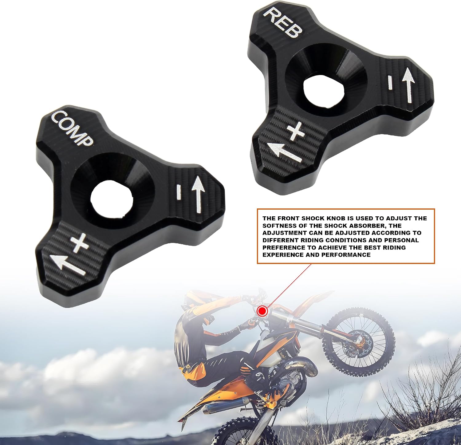 Motorcycle CNC 48mm Front Shock Absorber Fork Knob Adjuster Bolt For EXC SX SXF XCW XCF EXCF EXCR 125 150 250 300 350 400 450 500 525 Black