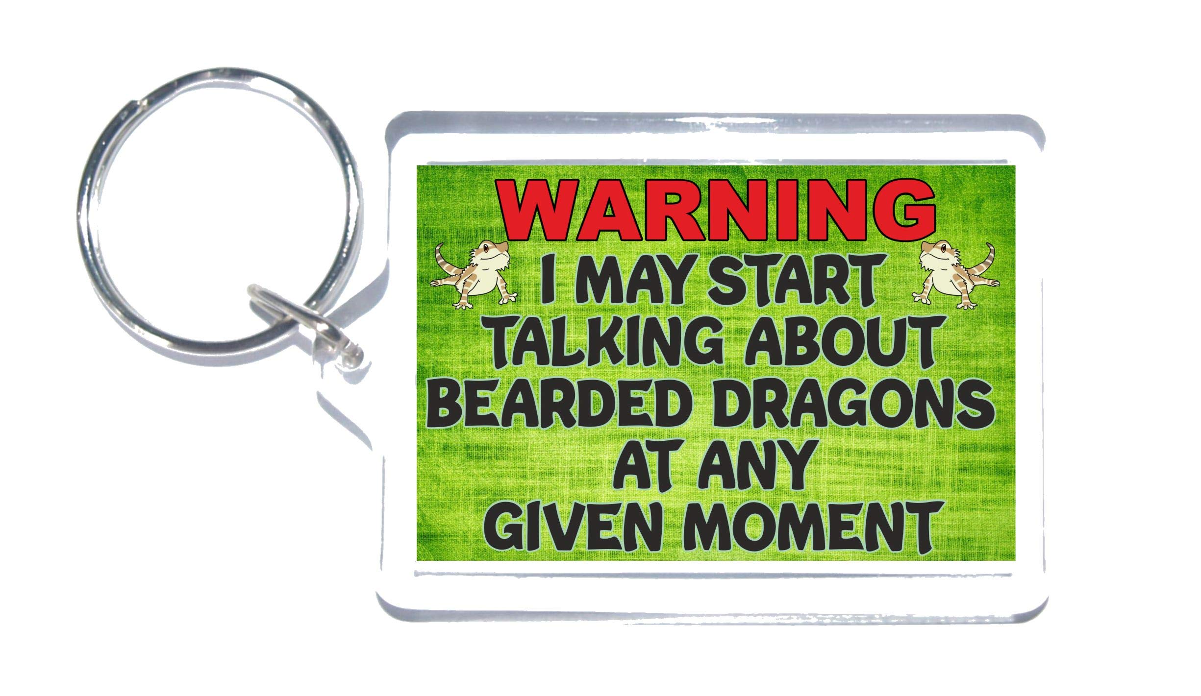 Fun Bearded Dragon Lover Gift – Warning I May Start Talking About Bearded Dragons – Novelty Keyring Present