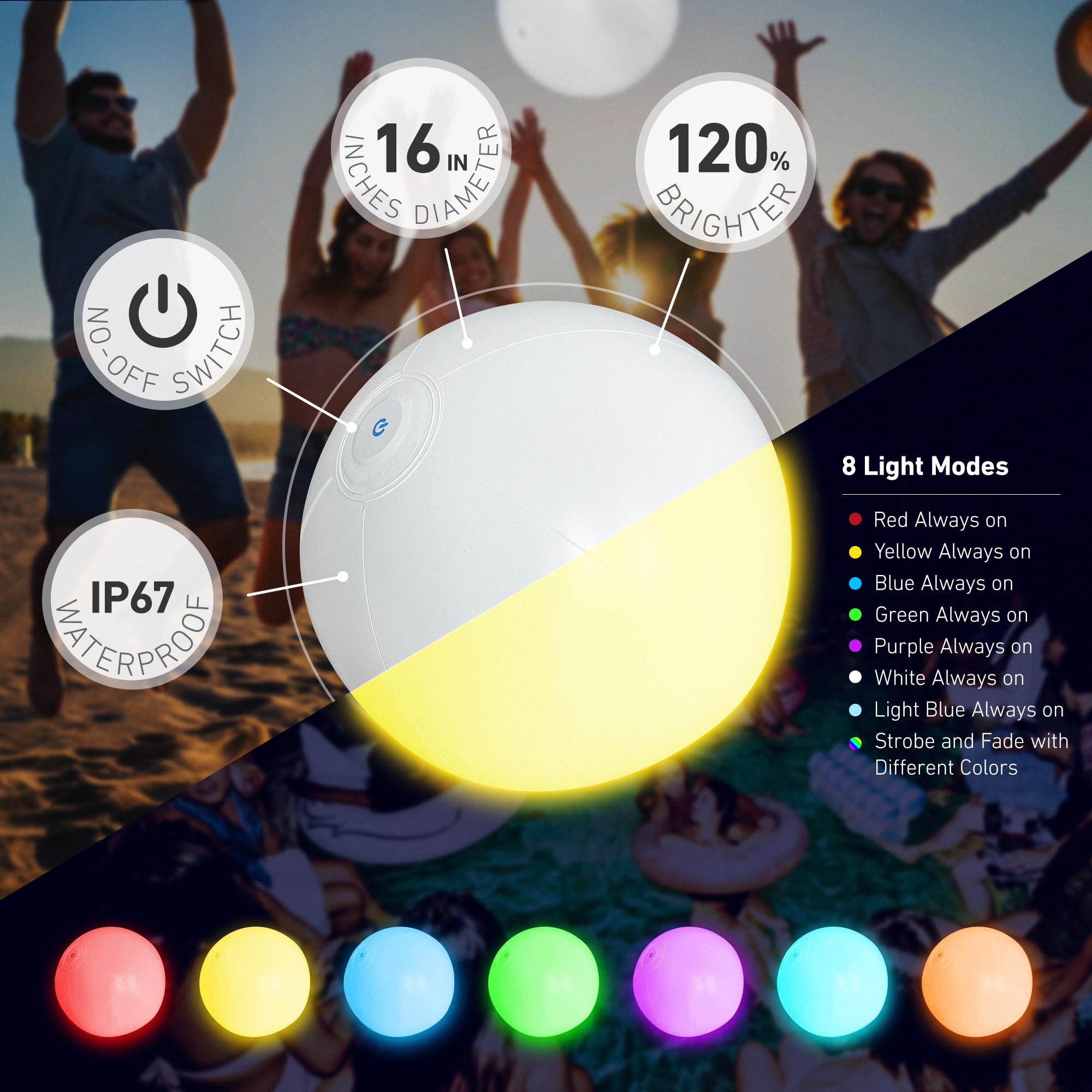 Jouets de Piscine - Ballons de Plage Phosphorescents 16 Po Gonflables Lumineux avec Télécommande et Lumières, Jouets de Jeu de Piscine pour Adultes et Enfants, Décorations de Fête à la Piscine, Jeux Jouets de Piscine - Ballons de Plage Phosphorescents 16 Po Gonflables Lumineux avec Télécommande et Lumières, Jouets de Jeu de Piscine pour Adultes et Enfants, Décorations de Fête à la Piscine, Jeux