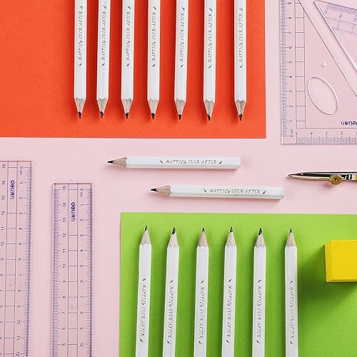 Miniatura 7 de 50 lápices de medio lápices de boda – Happy Ever After Mini lápices de golf cortos para despedida de soltera, regalos de empresa, reuniones (blanco)