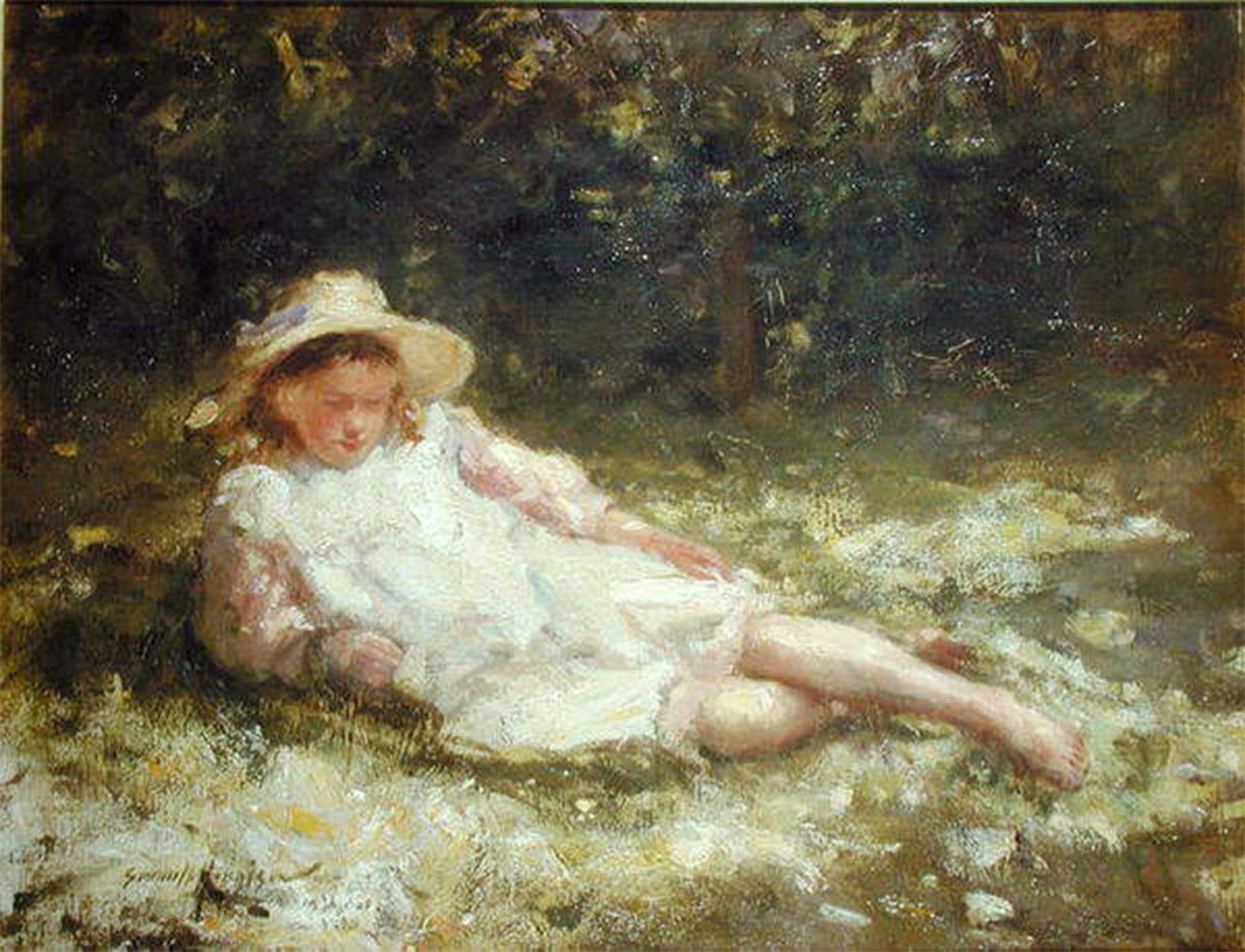 HRJUBWREE Oil Painting Prints on Canvas Painting Picture Idle Moments by Robert Gemmell Hutchison Artwork Canvas Prints for Home Decor 60x90cm
