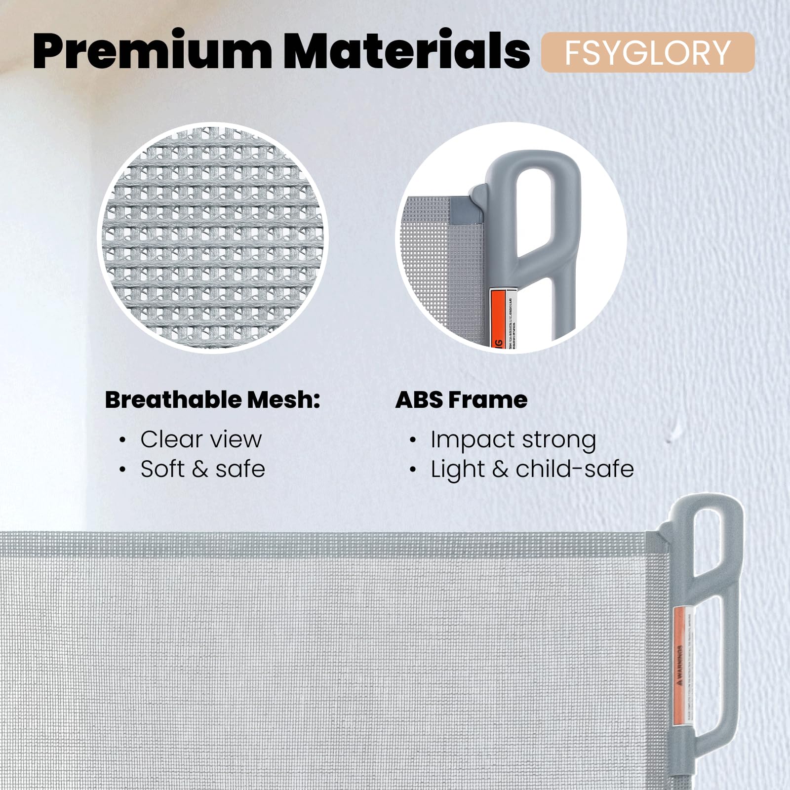Porte de sécurité pour bébé rétractable/Porte en Filet pour Chien, Convient pour Une Utilisation intérieure et extérieure, s'étend jusqu'à 55" de Large, Gris (Gray, Le Standard)