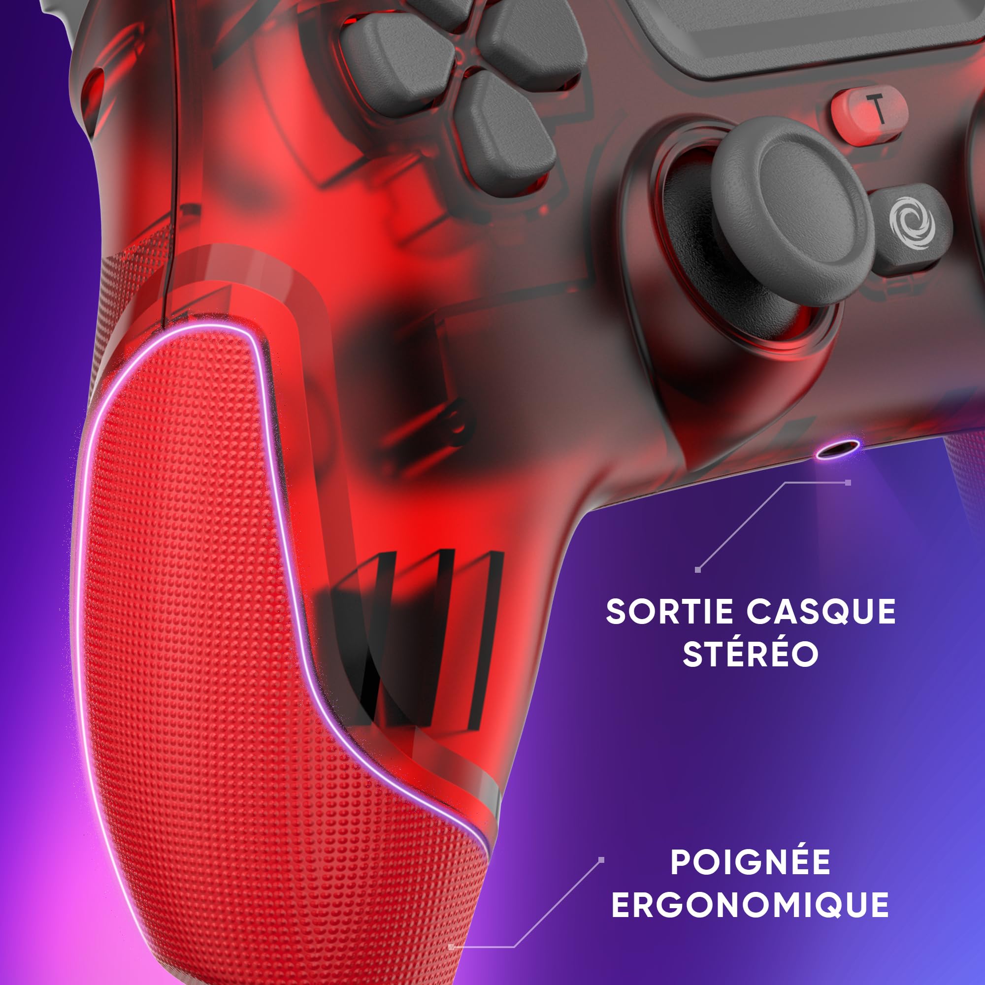 ONIVERSE Manette Sans fil Bluetooth Rouge (PS4 PC Mobile)