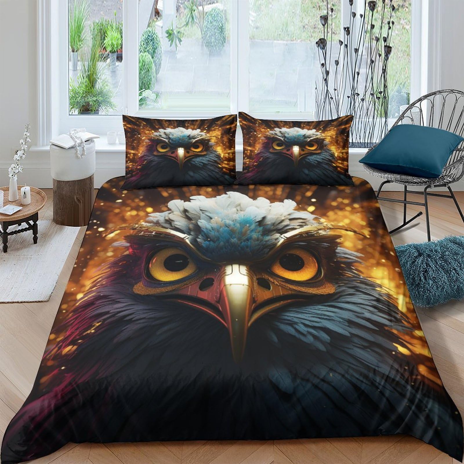 Parure de lit hypoallergénique Nighthawk pour lit double, housse de couette facile d'entretien