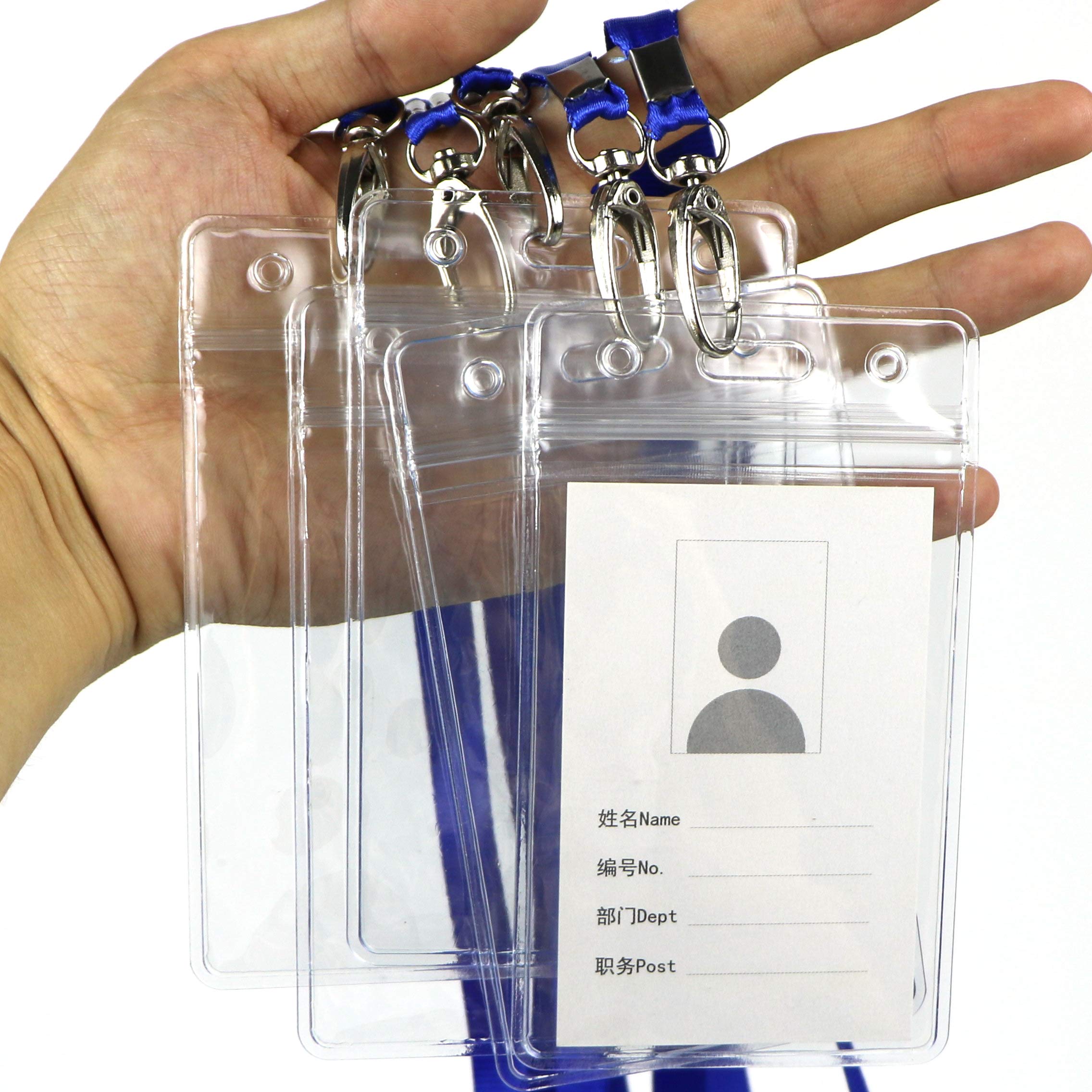 MECCANIXITY Aluminum Badge Holders With Neck Lanyard - 2 Pack Blue ID Card Holders For Office & Events - View #2