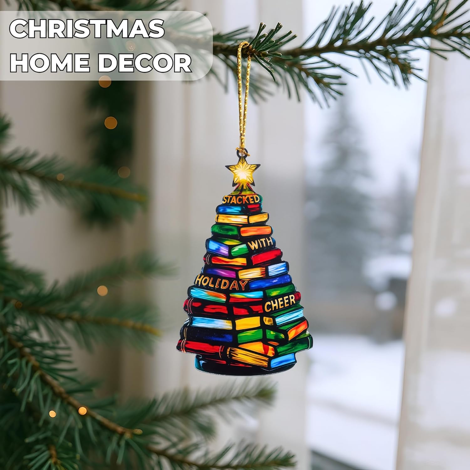 Book Christmas Ornament 2025, Bookish Gift for Women, Tree Decor Ornaments Gifts for Book Lovers, Teacher, Bookclub - Image 8