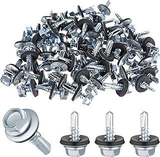 200 Stk Trapezblechschrauben Selbstschneidende Schrauben Sechskant Blechschrauben mit Dichtung,4,8 x 16 mm Bohrschrauben mit Dichtscheibe,Spenglerschrauben mit Dichtscheibe