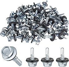 200 Pcs 4.8x16mm Self-Drilling Hex Head Screws, Zinc Plated Roofing Screws with EPDM Washer - for Metal Cladding & Timber (DIN 7504)