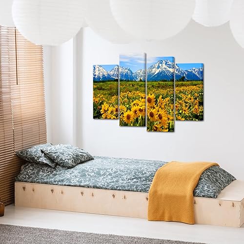 Miniatura 3 de Nachic Wall - Yellowstone - Lienzo decorativo para pared, diseño de campo de flores silvestres, pintura de paisaje natural para el hogar, sala de