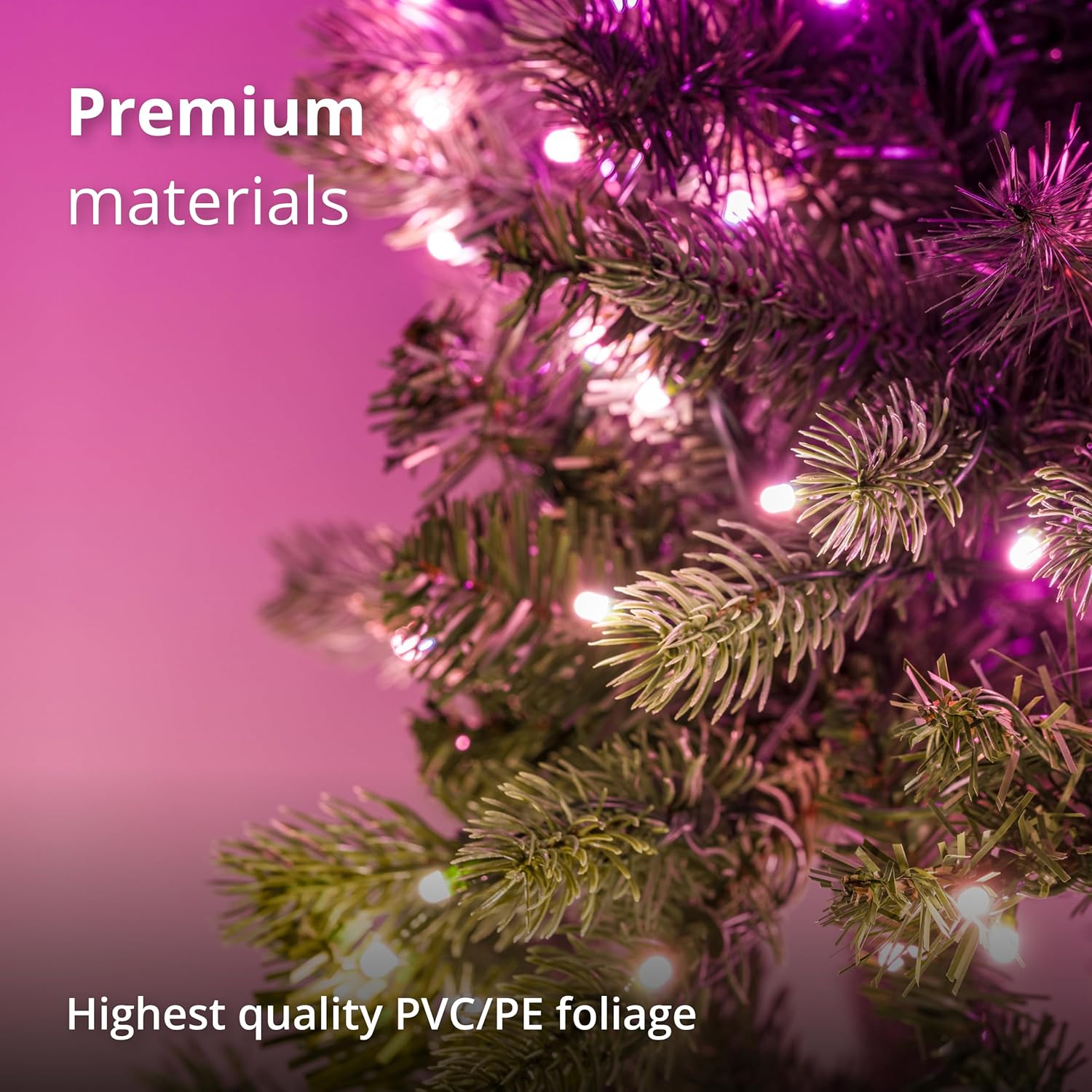 Close-up of the Twinkly Christmas Tree foliage, highlighting premium materials