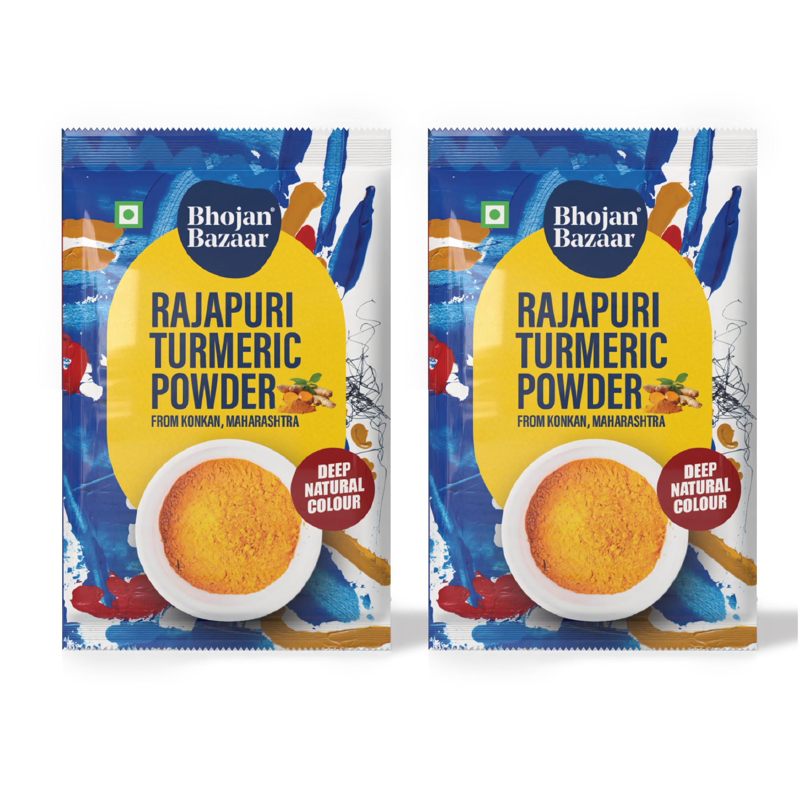 Bhojan Bazaar Rajapuri Organic Turmeric/Haldi Powder 200g, Premium Konkan Haldi, Natural Turmeric Powder with No Added Flavours, Rich in Curcumin, Resealable Hygienic Pack for Cooking