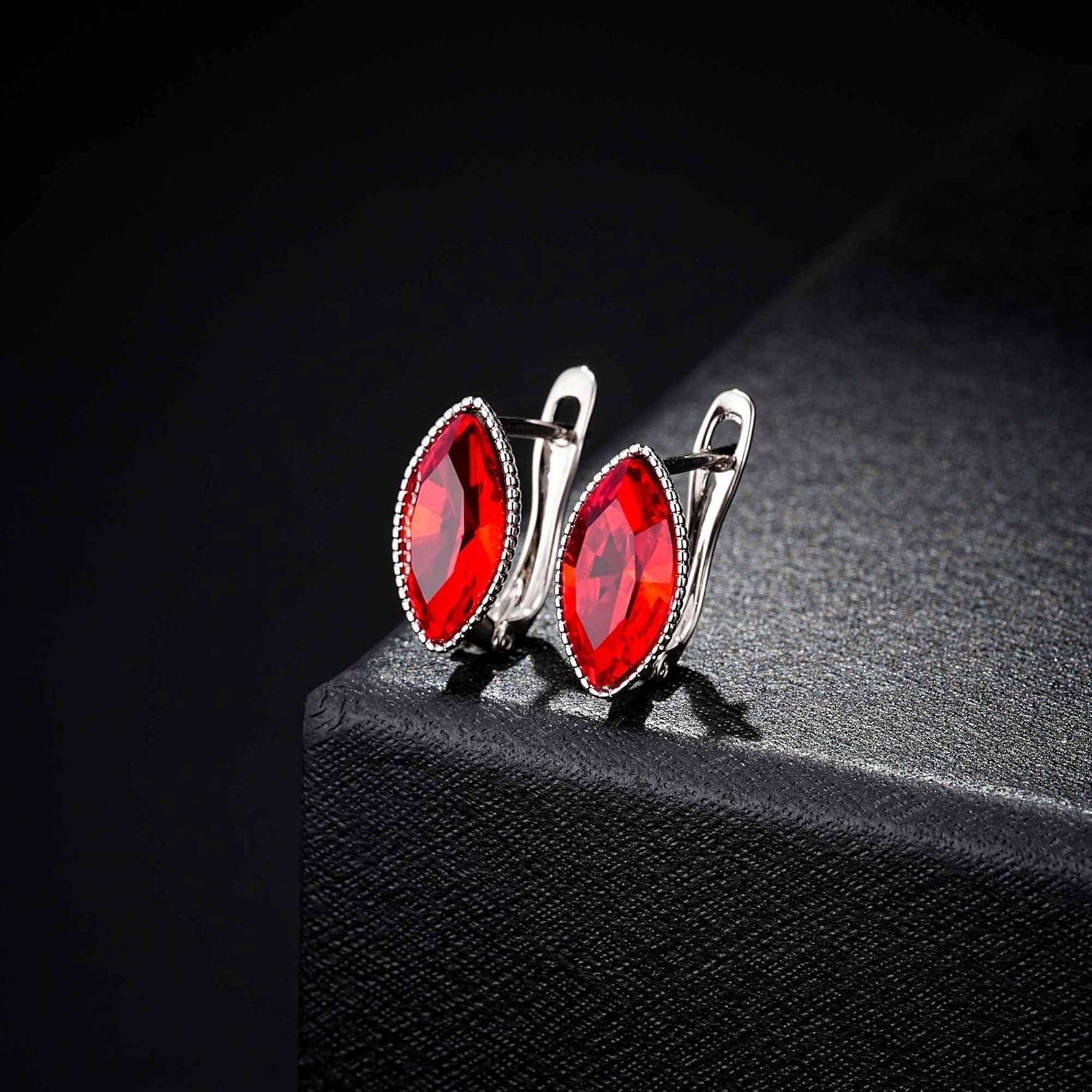 EVEVIC Austrian Crystal Marquise Leverback Drop Earrings for Women Trendy 14K White Gold Plated Hypoallergenic Dangle Earring Jewelry Gift - Image 6