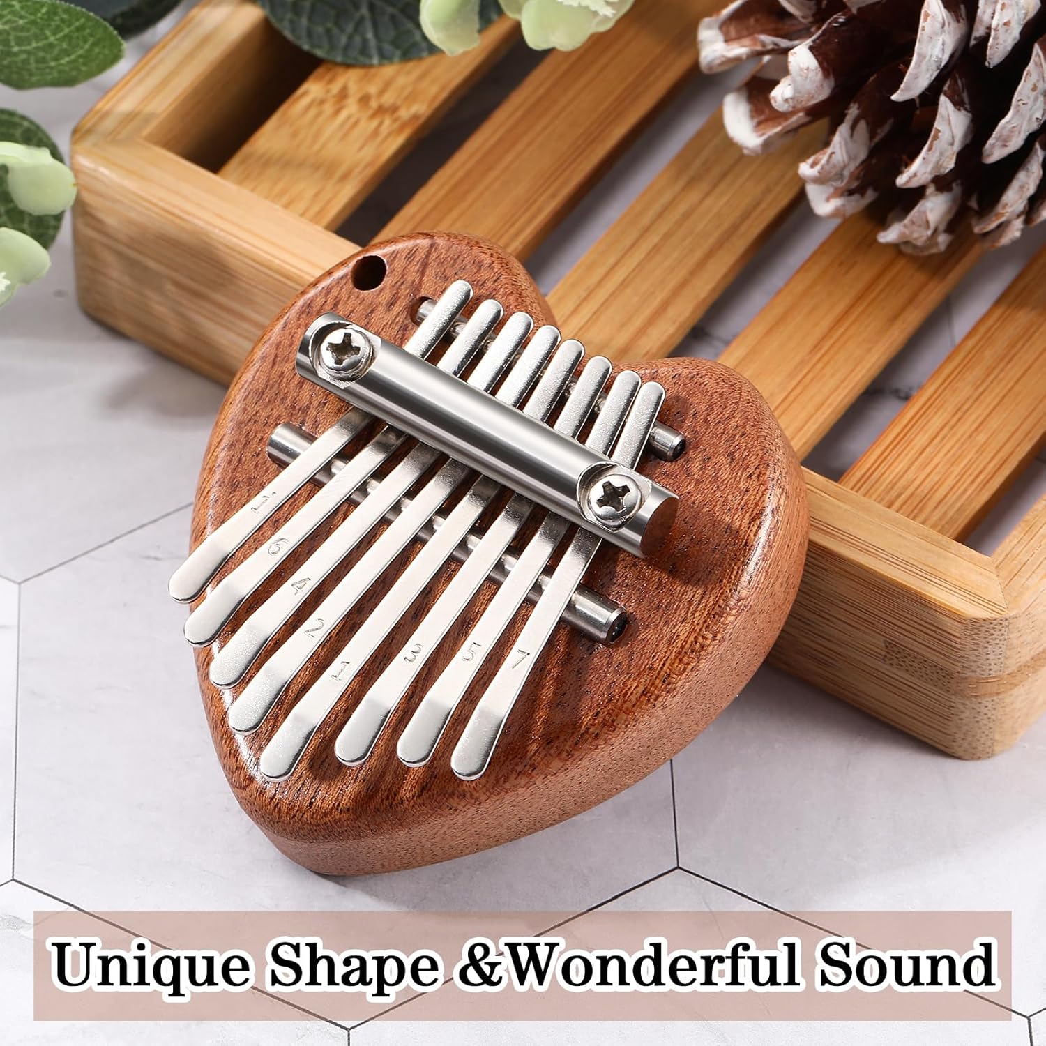 Kathfly 15 Pack Mini Thumb Piano with 8 Key Cute Heart Oval Bear Small Kalimba Pocket Finger Piano for Kids Adults Valentine Christmas Musical Gifts