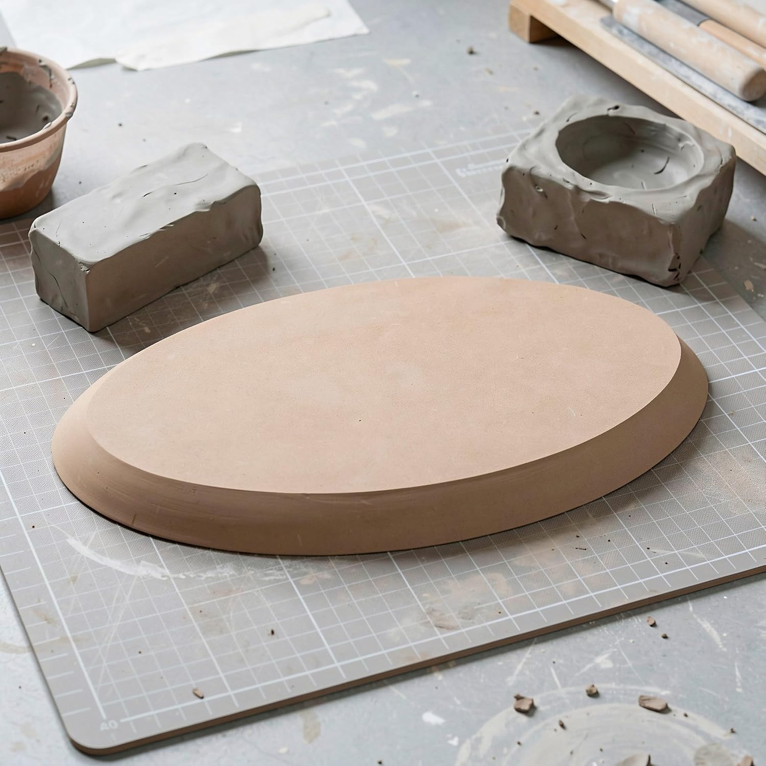 Ipetboom Oval Slump Clay Mold, MDF Pottery Crafting Tool for DIY Plates