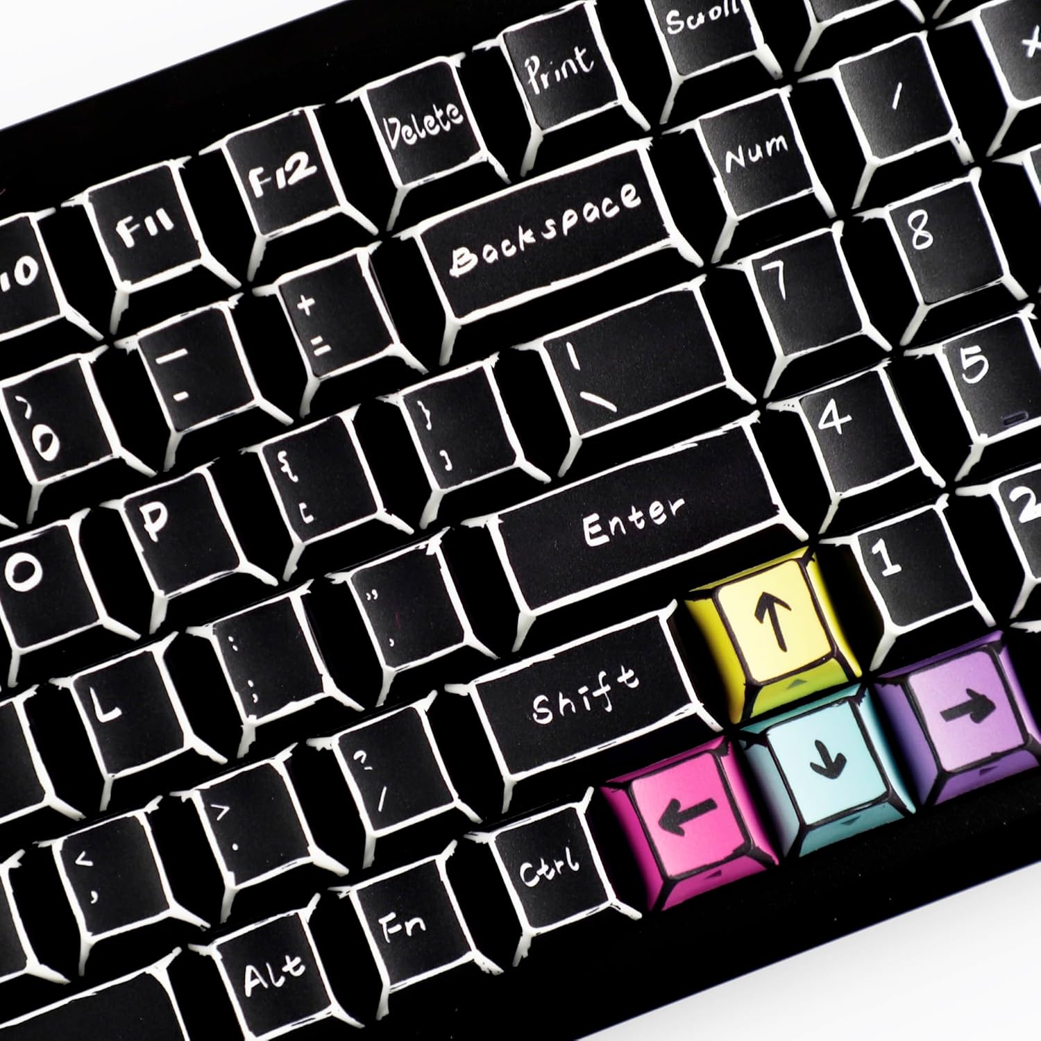 YMDK Retro Color Hand-Drawn Manga Theme Keycaps Sidelit Anime Comic Full Set 128 Keys Creative Interesting Homemade Custom Keycap PBT Dye Sub Cherry Profile Key Caps for MX Mechanical Keyboard