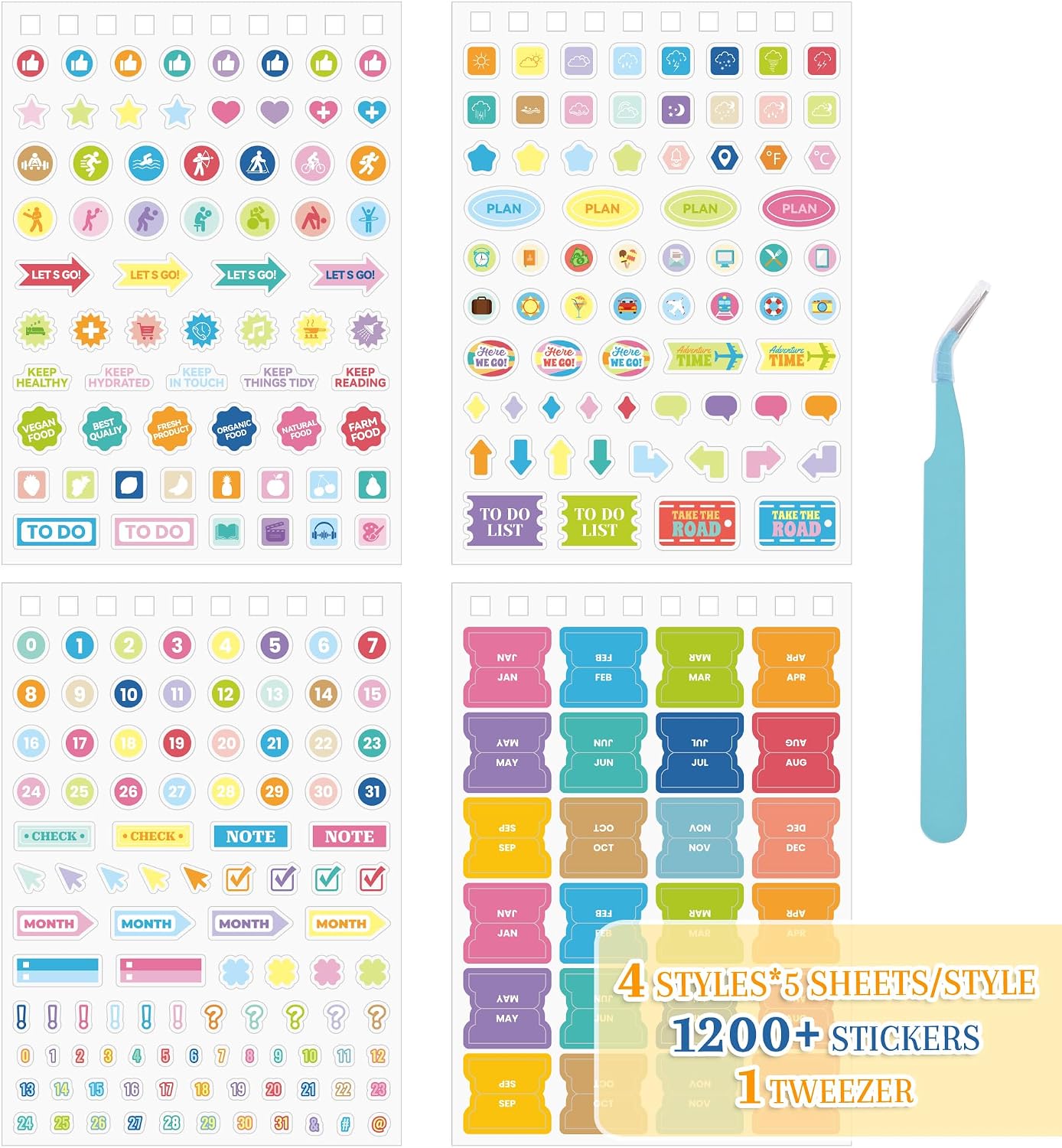 1200+ Monthly Planner Stickers for Women & Men - Aesthetic Happy Planner Accessories Enhance and Streamline Your Planner, Journal and Calendar, PET Material Bullet Journal Sticker Book for Daily Life image 2