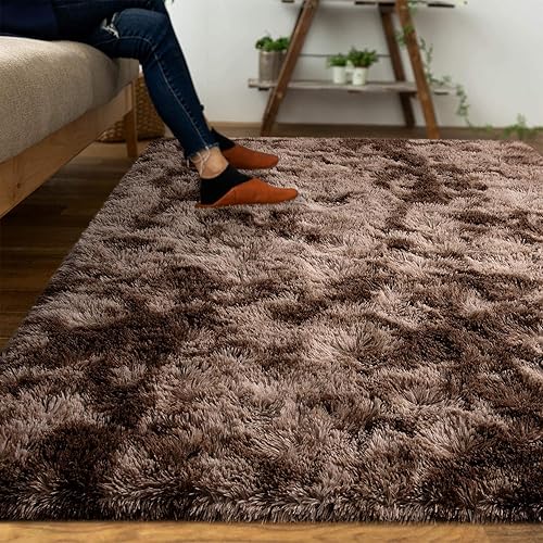 Miniatura 2 de DweIke - Alfombras grandes y esponjosas para dormitorio, sala de estar, alfombras de interior de 6 x 9 pies, alfombras peludas teñidas con nudos,