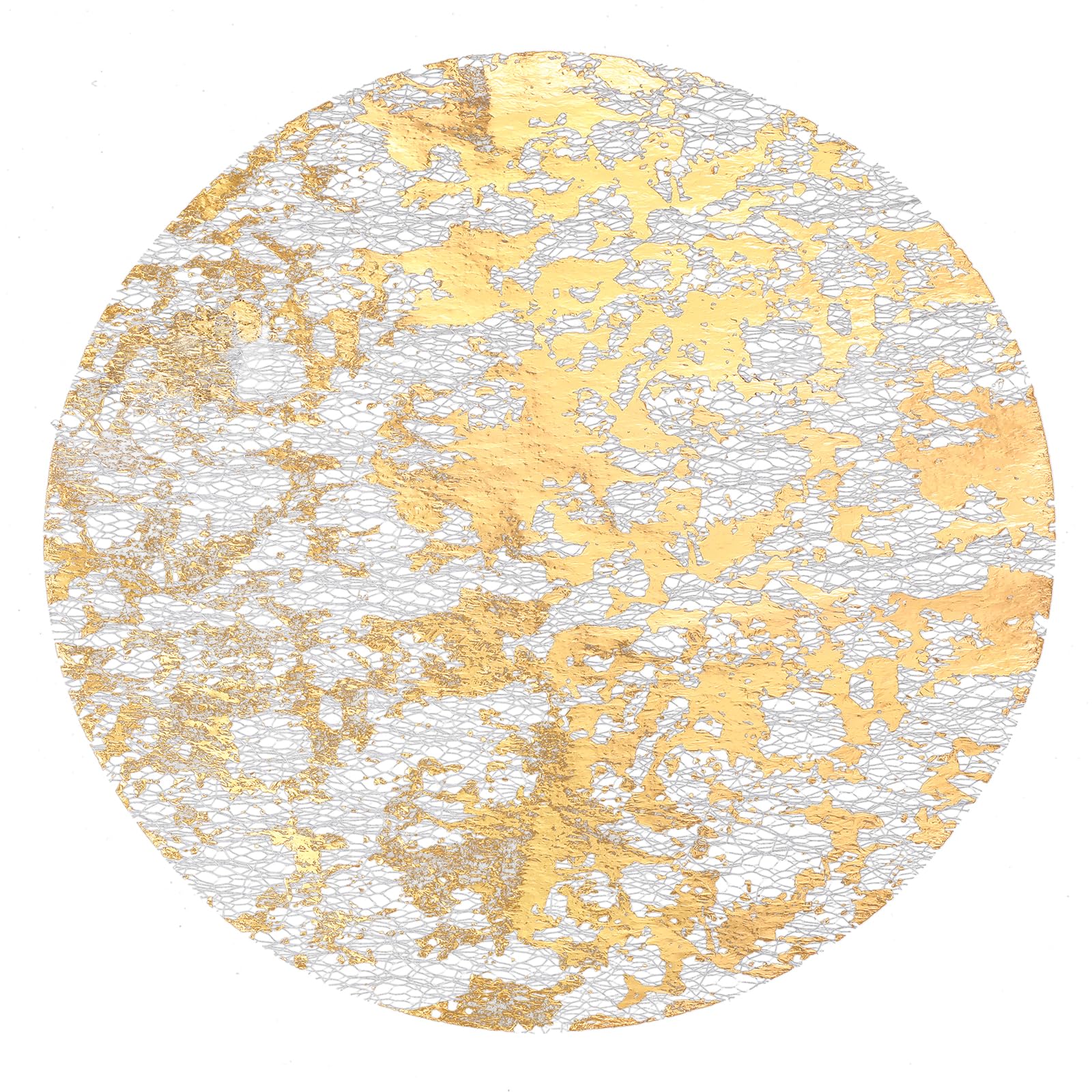 Disposable Round Gold Placemats, 12 Pieces Round 13 Inch Glitter Foil Metallic Gold Thin Mesh Place Mats, Table Centerpiece Decor for Party Wedding Christmas Thanksgiving Valentine