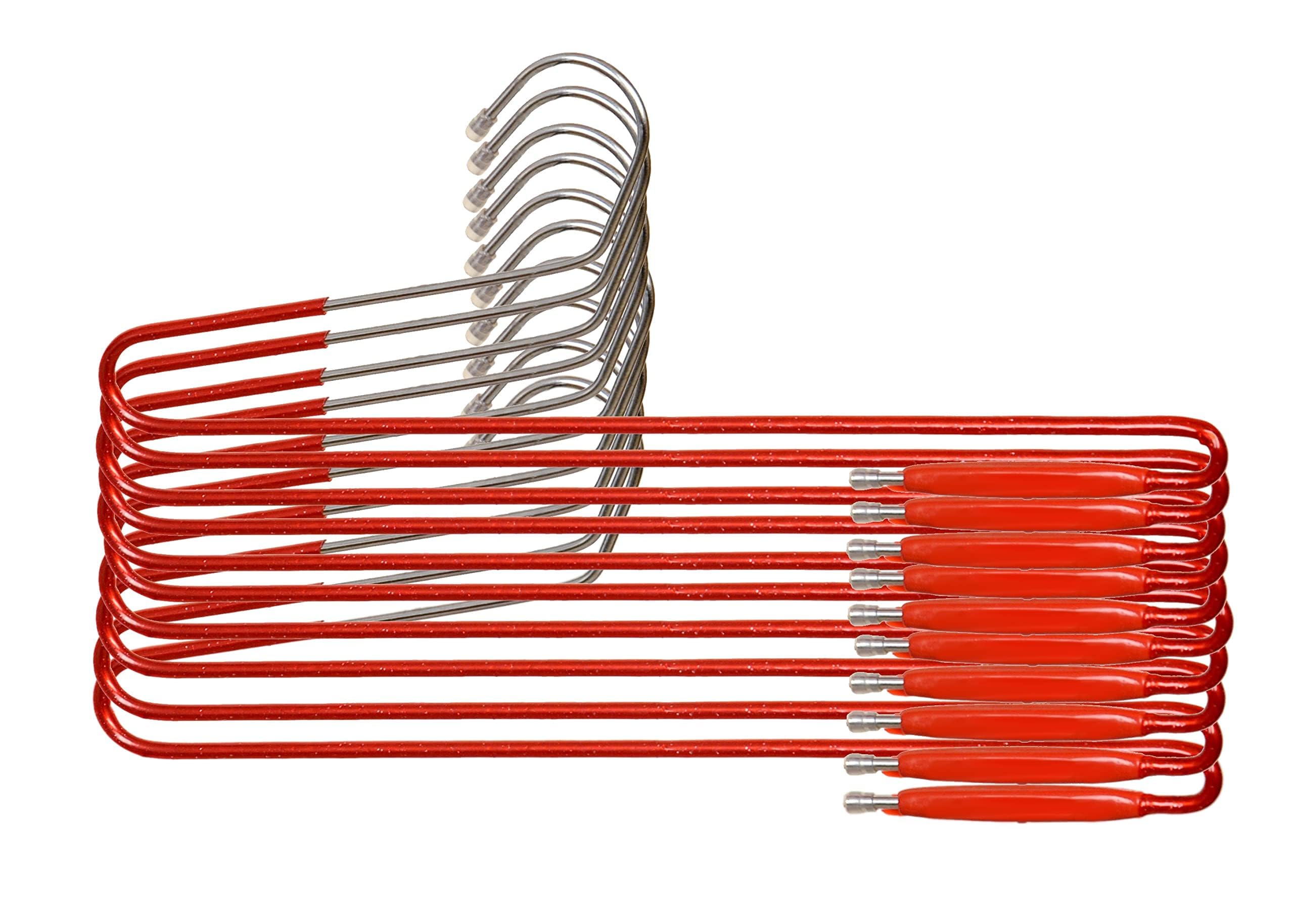 Stainless Steel Saree Hanger for Women | Wardrobe Organizer for Pants/Trousers | Heavy Cloth Anti-Slip Hanger for Saree/Scarf - Pack of 10