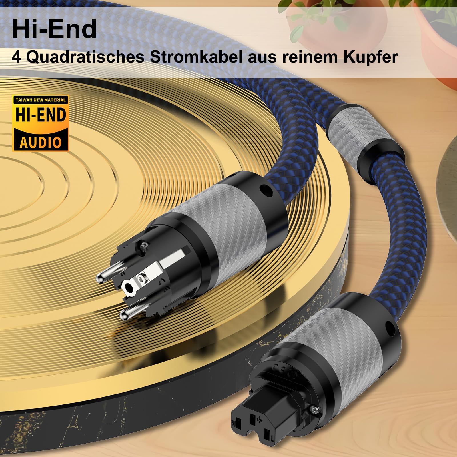 Cavo di alimentazione HiFi Cavo di alimentazione High End 4N OFC C15 Spina a 3 pin in fibra di carbonio Tubo flessibile intrecciato in nylon di alta qualità Cavo di alimentazione per subwoofe