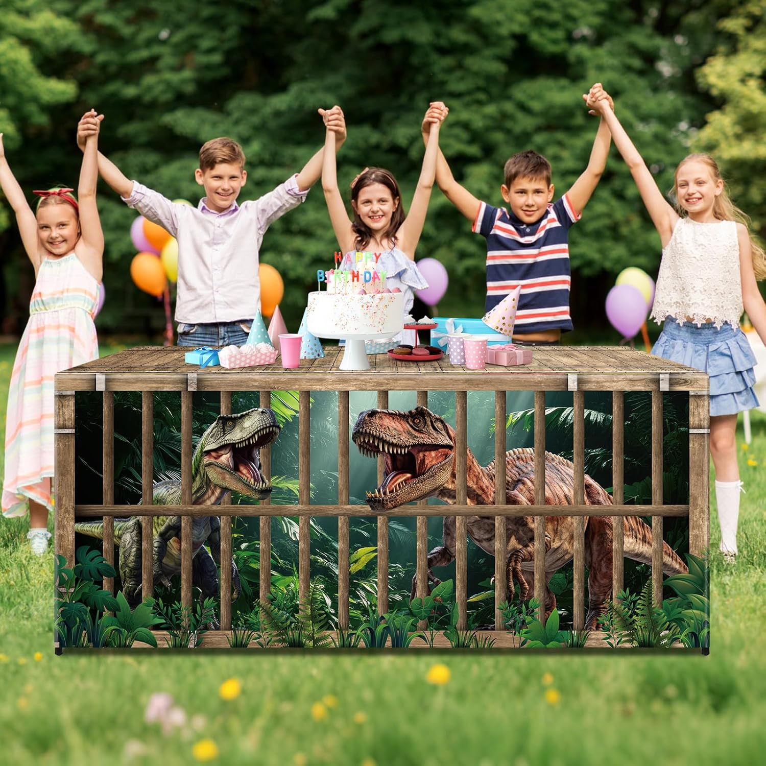 6Ft Dinosaur Tablecloth Dinosaur Party Decorations Dino Table Cover Jungle Dino Park Birthday Decor Carnival Circus Party Tablecloth Washable Rectangle Table Covers for Jungle Parties Supplies